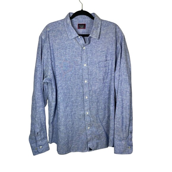 UNTUCKit Wrinkle Resistant 100 % Linen Long Sleeve Button Down Shirt XXL Blue - Picture 1 of 11